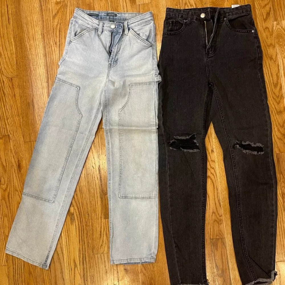 SHEIN High Rise Black and Blue Jeans